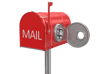 Poster - Mailbox and lock. Image with clipping path