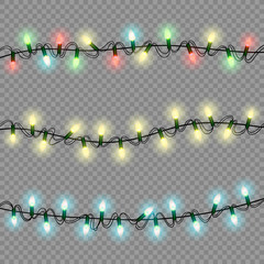 Canvas Print - christmas lights luminous garland isolated realistic design elem