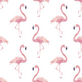 Watercolor seamless pattern with exotic flamingo. Summer decoration print