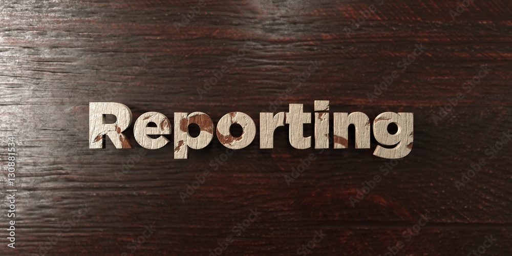 Reporting Lettering Reporting - grungy wooden headline on Maple - 3D rendered royalty free ...