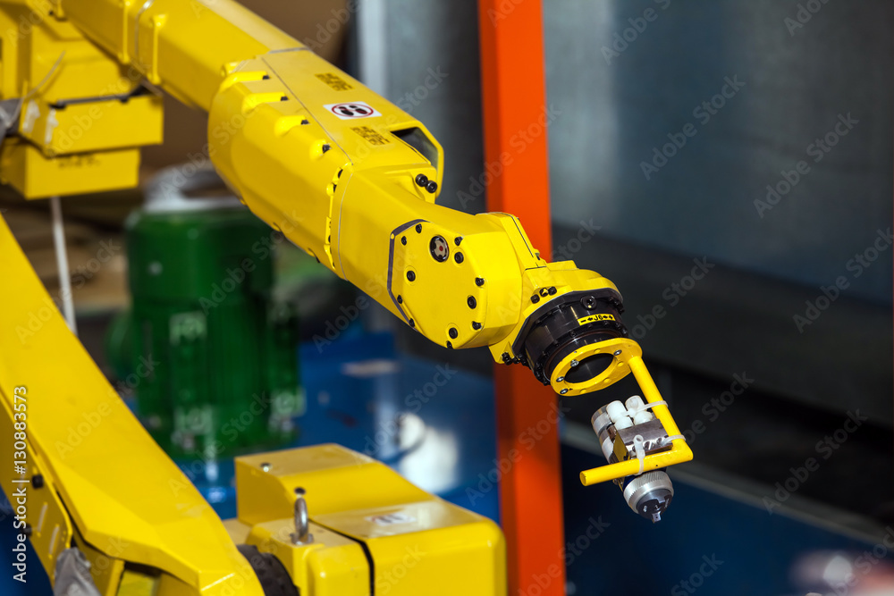 Industrial automatic robot hand used in any application Stock Photo ...
