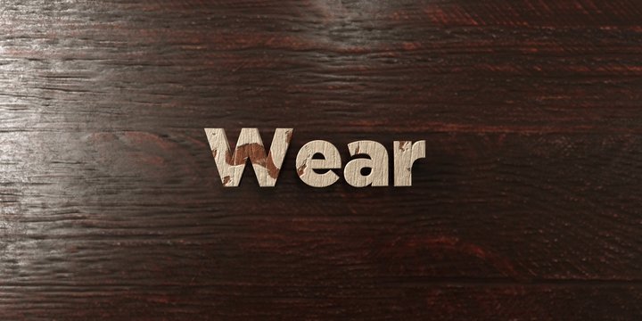 Wear - grungy wooden headline on Maple  - 3D rendered royalty free stock image. This image can be used for an online website banner ad or a print postcard.