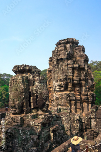 Fotografie, Obraz Face of Bodhisattva Loki State Ice King at Bayon Temple, Cambodi