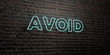 AVOID -Realistic Neon Sign on Brick Wall background - 3D rendered royalty free stock image. Can be used for online banner ads and direct mailers..