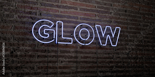 Fotografie, Obraz GLOW -Realistic Neon Sign on Brick Wall background - 3D rendered royalty free stock image