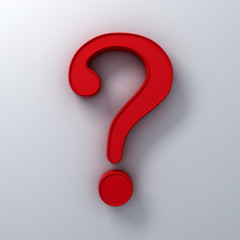 Leinwandbilder - Red question mark on white background abstract with shadow 3D rendering