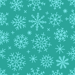 Poster - Different vector snowflakes seamless background. Vector ice crys