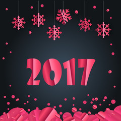 Poster - Happy new year greeting card. Different golden vector snowflakes