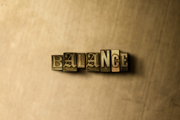balance - close-up of grungy vintage typeset word on metal backdrop. royalty free stock - 3d rendere