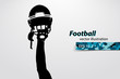 football helmet and hand silhouette. Rugby.