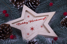 Christmas Greeting Card Boldog Karacsonyt, Red