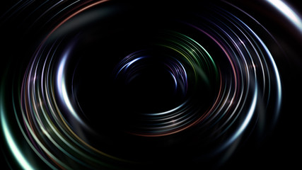 Poster - 3d illustration of circular bright glow forms. Light circles.