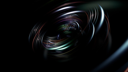 Poster - 3d illustration of circular bright glow forms. Light circles.