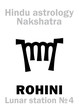Astrology Alphabet: Hindu nakshatra ROHINI (Lunar station No.4). Hieroglyphics character sign (single symbol).