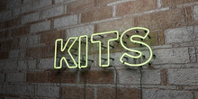 KITS - Glowing Neon Sign On Stonework Wall - 3D Rendered Royalty Free Stock Illustration.  Can Be Used For Online Banner Ads And Direct Mailers..