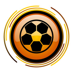 Aufkleber - Soccer sign vector icon. Modern design round orange button isolated on white square background for web and application designers in eps10. 