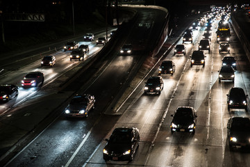 Cars driving on a freeway