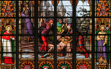 Wall Mural - Stained Glass - Antisemitic stained glass in Brussels Cathedral