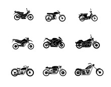 Motorbike Silhouette Icons Set