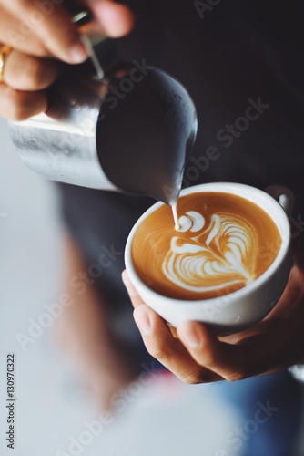 Photographie coffee latte art in coffee shop