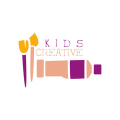 Poster - Kids Creative Class Template Promotional Logo With Oil Paint Tube Symbols Of Art and Creativity