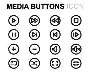 Sticker - Vector line media buttons set