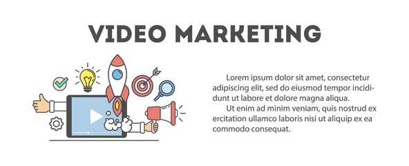 Poster - video marketing concept. digital design. social network and media communication.