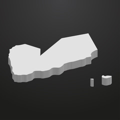 Poster - Yemen map in gray on a black background 3d
