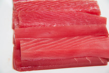 Slice Raw Tuna On White Background