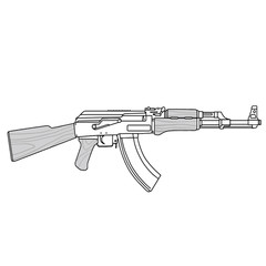 AK 47 Machine Gun Kalashnikov Vector Illustration