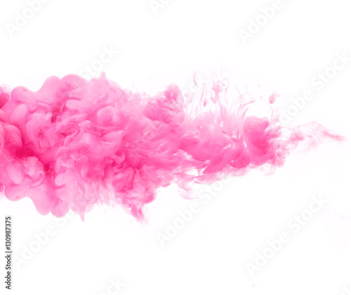 Plakat Różowa dym chmura odizolowywająca na białym tle