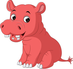 Poster - cute baby hippo Cartoon 

