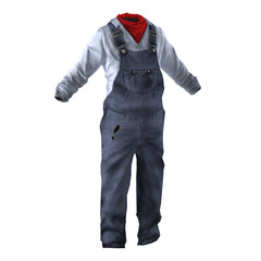 Wall Mural - Worker Clothes on white. 3D illustration