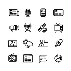 Poster - news, newspaper, speech technology, media vector icons
