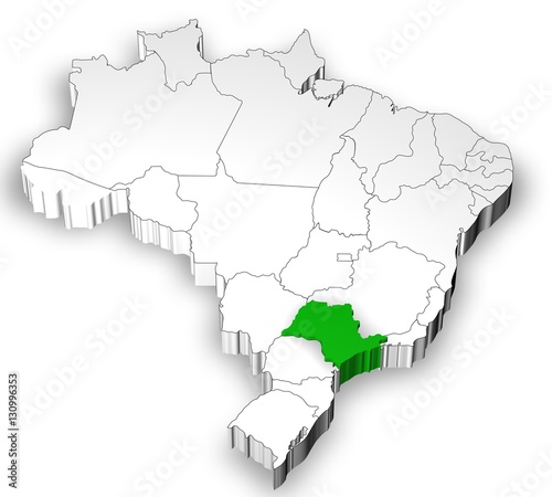 Brazilian Map With Sao Paulo State Highlighted Buy This Stock
