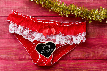 Poster - red panties and text happy new year