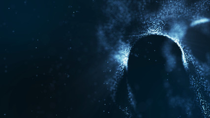 Poster - dark blue and glow particle abstract background.