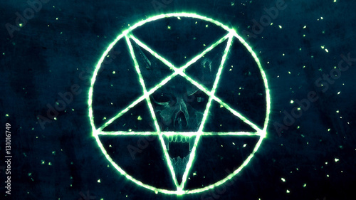 Fotomural Inverted Pentagram Symbol with the Face of the Evil