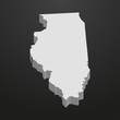 Illinois State map in gray on a black background 3d