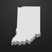Indiana State Map In Gray On A Black Background 3d