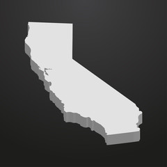 Poster - California State map in gray on a black background 3d