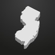 New Jersey State map in gray on a black background 3d