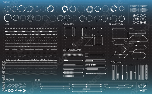 Cuadros en Lienzo set of black and white infographic elements
