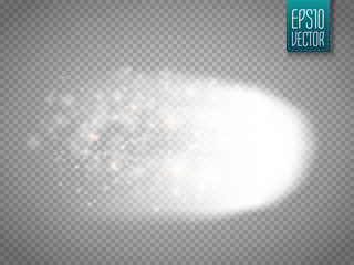 Poster - Comet, meteor or fire on transparent background. Vector glow motion