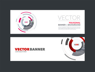 Wall Mural - Vector set of modern horizontal website banners with particles, 
