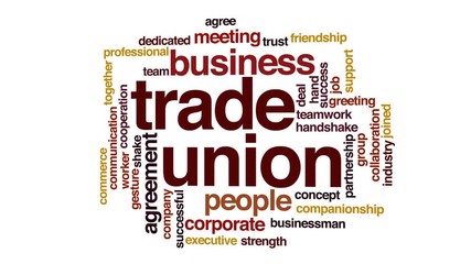 Poster - Trade union animated word cloud.