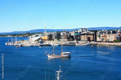 Fotografija View on modern district Stranden, Aker Brygge district with lux buildings in Osl