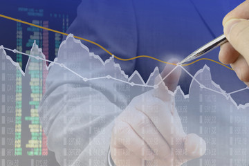 Fototapete - Businessmen analyzing financial chart 