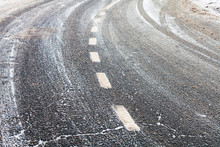 Turn On A Slippery Frozen Road In Winter