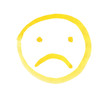 Yellow emoticon sad face, painted with watercolors